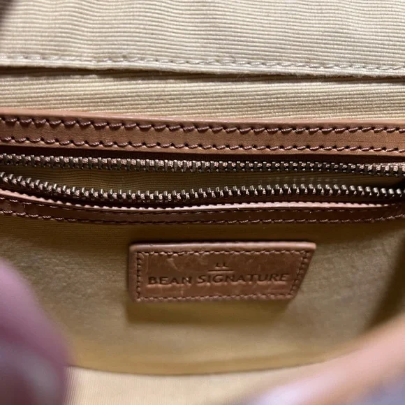 LL BEAN  Tan Leather SADDLE BAG SHOULDER CROSSBODY Vintage - Picture 8 of 9